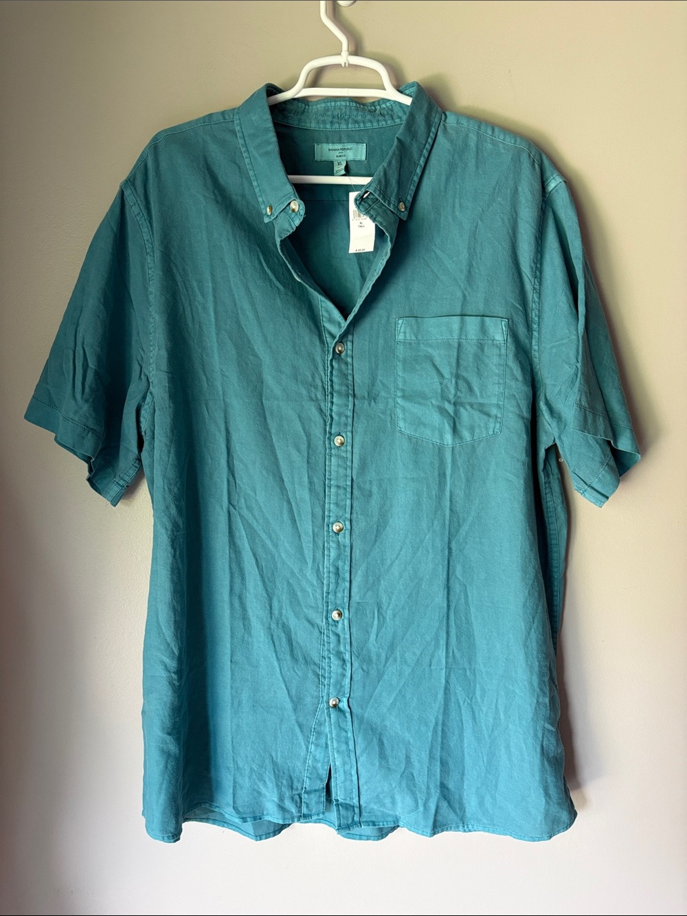 Banana Republic Men’s Teal Natural Dyed Summerweight Slim Fit Shirt